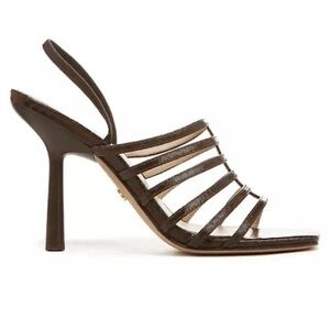 Veronica Beard Aldridge Strappy Sandal Heel in Espresso 794TO